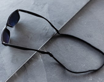 Black Slim Leather Sunglass Strap / Sunglass retainer / Strap for Sunglasses