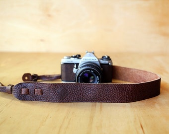 Camera Strap - True Brown Leather Camera Strap for DSLR or SLR camera, DSLR Camera Strap. Camera accessories. Canon camera strap. Nikon c