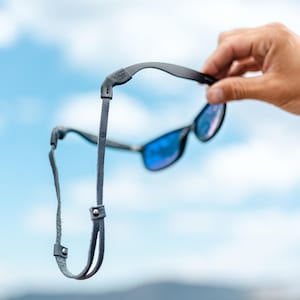 Grey Cinch Adjustable Slim Leather Sunglass Strap, Strap for sunglasses