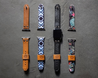 Apple Watch Armband, Fun Designs, Italienisches Leder, Hilo oder Fluss Design