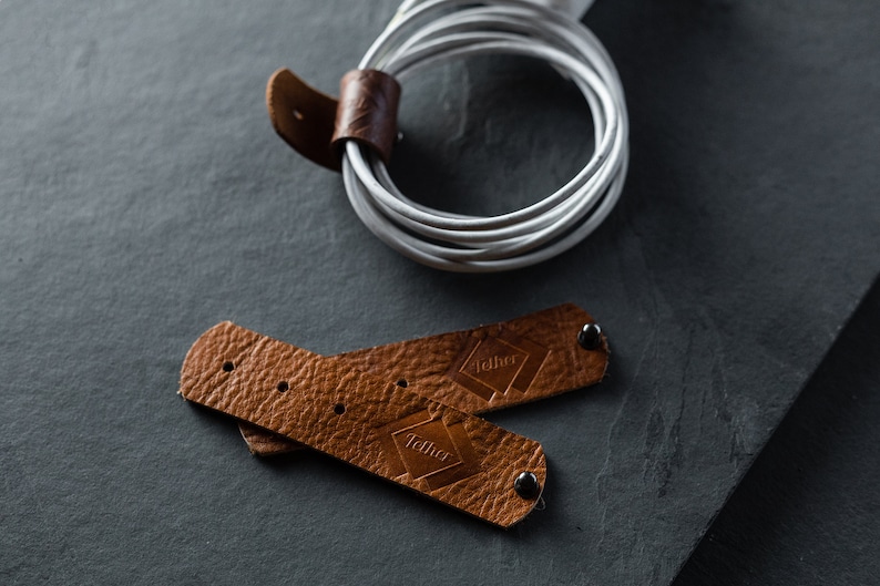 Set of 2 Genuine Leather Cable Wraps / Cord Holders / Cable Etsy