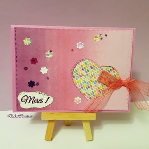 Card, Merci Thank you cards, Handmade Wedding card, Greeting card, 3D Cards Carte, Family, Flowers, Mother's day, Birthday
