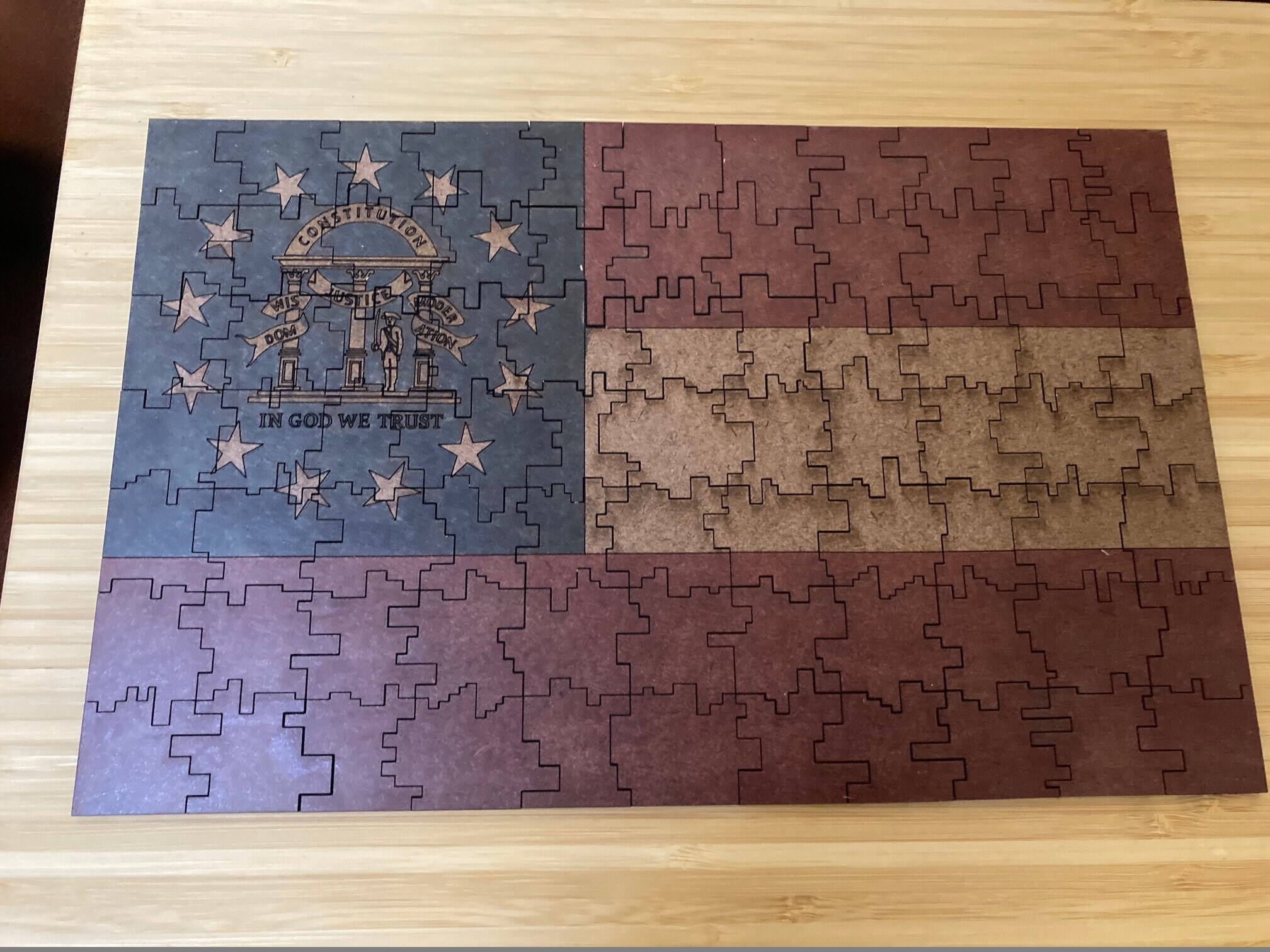 Wooden State Flag Puzzle with Custom Leather Box Etsy