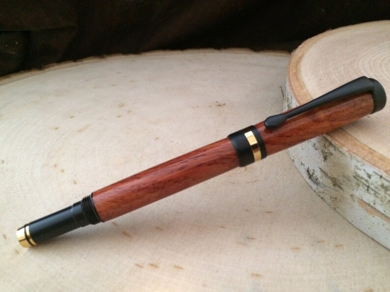Black Enamel Classic Roller Ball Pen with 24K Trim Burmese | Etsy