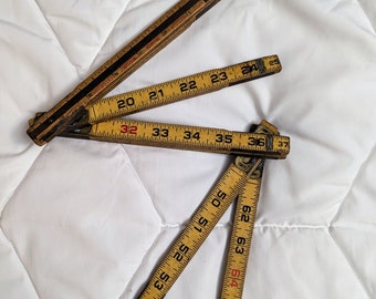 Vintage Wooden Folding Tape Measure, Extension Ruler