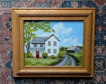 Original Framed 8x10 Original Acrylic Country Cottage Farmhouse Painting