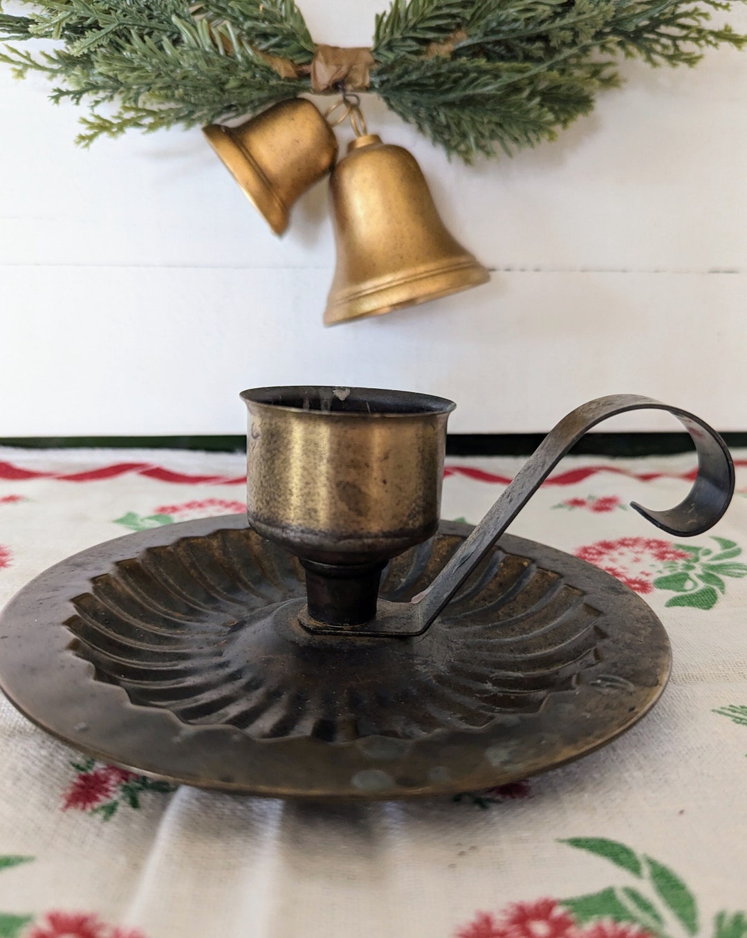 Vintage Brass Taper Candle Holder With Finger Loop Etsy