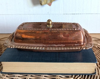 Vintage Antique Copper Butter Dish, Cottagecore Kitchen Decor