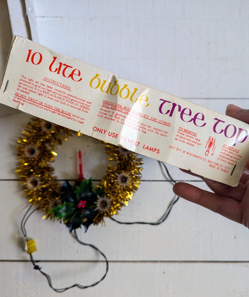 Vintage Christmas Gold Wreath Tree Topper With Lights Etsy