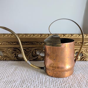 Vintage Copper & Brass Watering Can: Rustic Farmhouse Decor