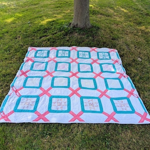 Antique Hand Sewn Quilt: Cottagecore Throw Blanket, Cutter Quilt