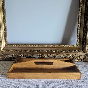 Vintage Wooden Utensil Cutlery Box, Wooden Divided Box, Tool Carrier, Primitive Home Decor