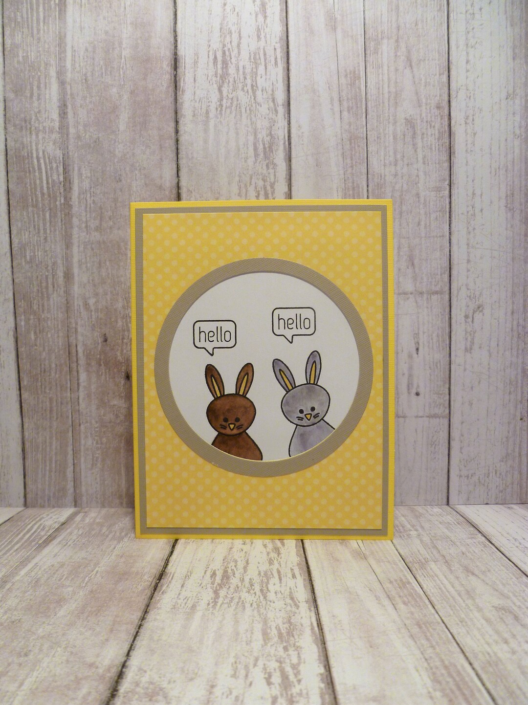 Handmade Bunny Greeting Card, Rabbit Greeting Card, Hello Card for