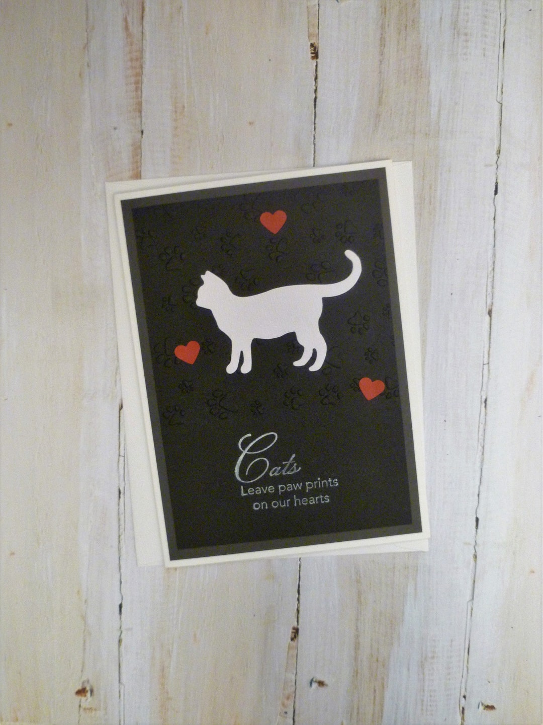 Handmade White Cat Memorial Card White Cat Sympathy Card Etsy