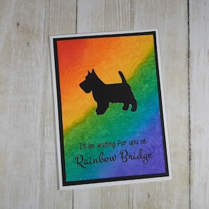 Handgemachte Scottish Terrier Rainbow Bridge Karte, Scottie Rainbow Bridge Memorial Card, Scottish Terrier Memorial Card, Scottie Sympathy Card