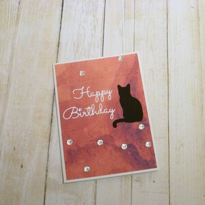Carte d’anniversaire de chat noir faite à la main, carte d’anniversaire de chat, carte de vœux d’anniversaire de chat, carte d’anniversaire pour amoureux des chats, carte de vœux de chat, cadeau de chat