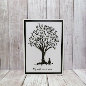 Carte commémorative de chat faite main, carte de sympathie de chat noir, carte de condoléances de chat, cadeau commémoratif de chat, cadeau pour la perte de chat, cadeau de sympathie de chat