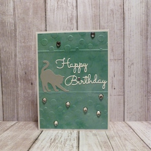 Carte d’anniversaire de chat fait à la main, carte d’anniversaire de chat gris, carte d’anniversaire d’amoureux de chat, carte d’anniversaire pour amoureux des chats, carte de vœux d’anniversaire de chat gris