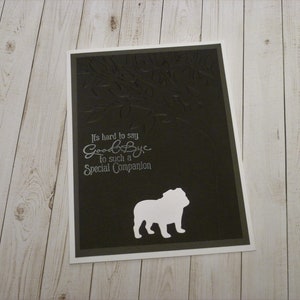 Carte de sympathie bouledogue blanc faite main, carte de condoléances bouledogue, carte commémorative bouledogue, cadeau de sympathie bouledogue, perte de bouledogue, sympathie chien