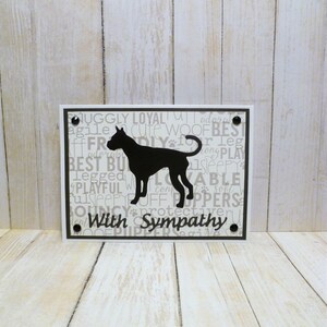 Hecho a mano negro gran danés tarjeta de simpatía, gran tarjeta conmemorativa danés, gran tarjeta de condolencia de danés, pérdida de gran tarjeta danesa, simpatía del perro