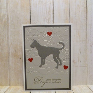 Carte de sympathie faite main bleu dogue allemand, carte argentée de sympathie dogue allemand, carte commémorative de dogue allemand, cadeau pour la perte d'un dogue allemand, sympathie pour chien