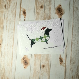 Biglietto natalizio Daschund fatto a mano, regalo natalizio Daschund, biglietto natalizio Daschund, biglietto natalizio Doxie, biglietto natalizio maglione per cani