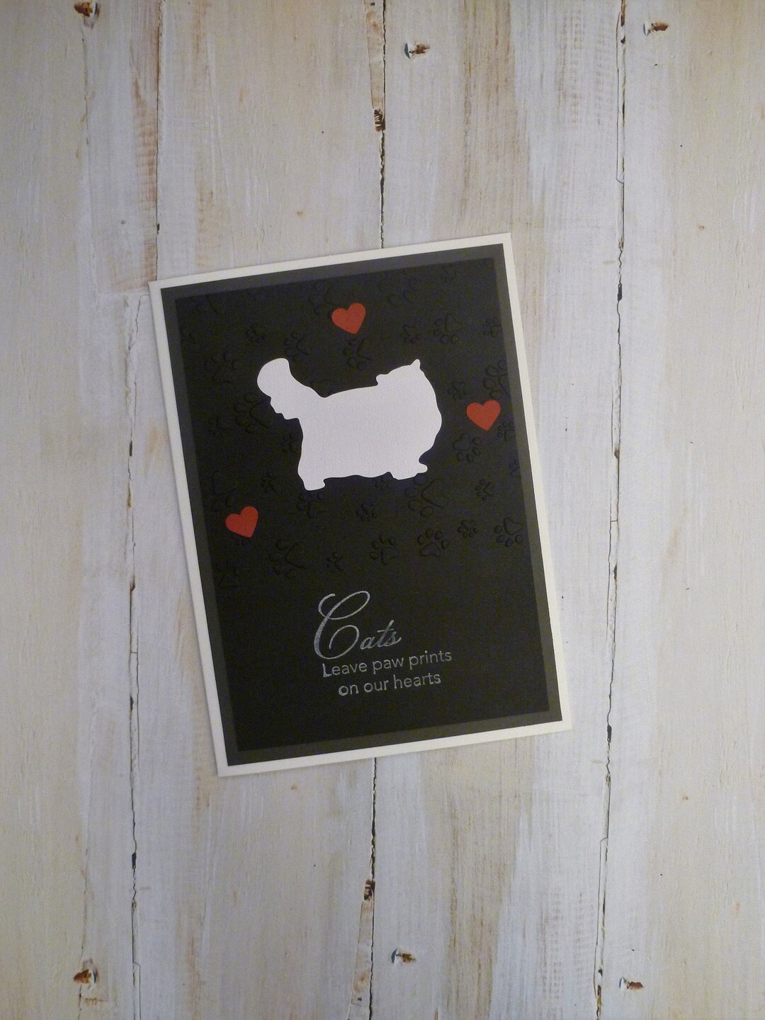 Handmade White Persian Memorial Card, Persian Sympathy Card, Himalayan