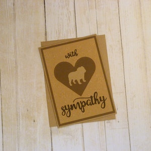 Hecho a mano Tan Bulldog Sympathy Card, Bulldog Memorial Card, Pitbulll Memorial Card, Dog Sympathy Card, Dog Memorial Card, Gift for Dog Loss