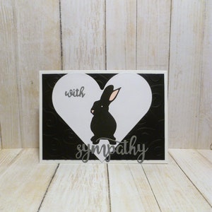 Carte de sympathie de lapin noir faite à la main, carte de sympathie de lapin noir, carte commémorative de lapin, carte commémorative de lapin, carte de perte de lapin, perte de lapin