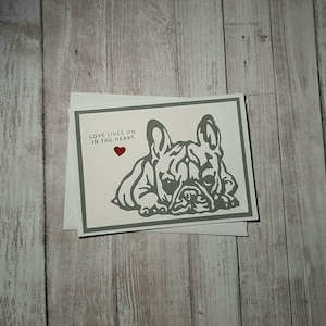 Carte de sympathie bouledogue français faite main, cadeau de deuil bouledogue français, carte de sympathie Frenchie, carte de perte de Frenchie, cadeau de perte de Frenchie
