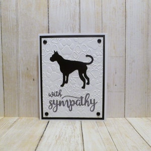 Carte de sympathie faite main pour dogue allemand noir, carte commémorative de dogue allemand, carte de condoléances de dogue allemand, carte de perte de dogue allemand, carte commémorative de chien