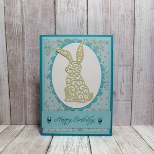 Handmade Rabbit Birthday Card, Bunny Birthday Card, Birthday Card for Rabbit Lover, Birthday Card for Bunny Lover, Bunny Birthday Gift