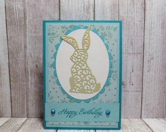 Handmade Rabbit Birthday Card, Bunny Birthday Card, Birthday Card for Rabbit Lover, Birthday Card for Bunny Lover, Bunny Birthday Gift