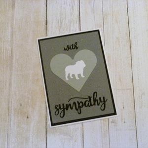 Carte de sympathie bouledogue blanc faite main, carte commémorative bouledogue, carte de condoléances bouledogue, carte de sympathie chien, cadeau commémoratif chien, carte commémorative bouledogue