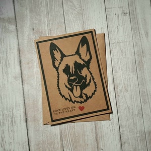 Carte de sympathie de berger allemand faite main, cadeau de deuil de berger allemand, perte d'un berger allemand, carte de sympathie de chien