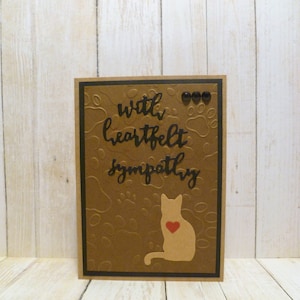 Carte de sympathie chat faite main, sympathie chat orange, carte de condoléances chat, carte commémorative chat, carte perte de chat, cadeau commémoratif chat, cadeau chat brun