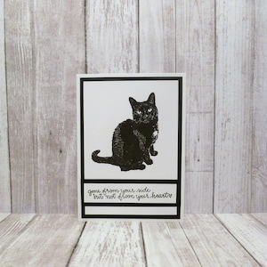 Carte de sympathie de chat noir faite main, carte commémorative de chat noir, carte de perte de chat, carte de condoléances de chat, carte de sympathie d'animal de compagnie, carte de commémoration d'animal de compagnie