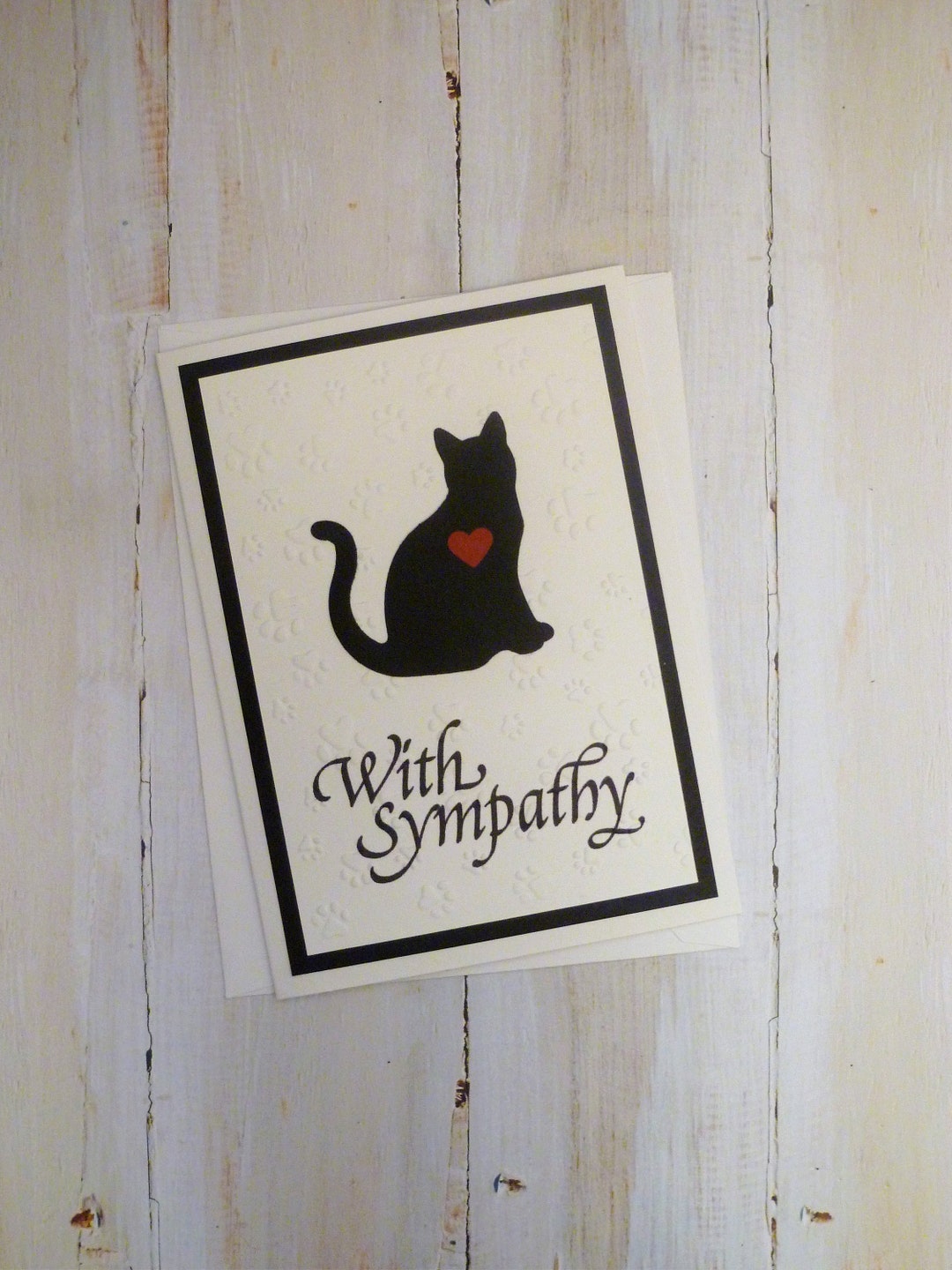 Handmade Black Cat Memorial Card, Black Cat Sympathy Card, Gift for