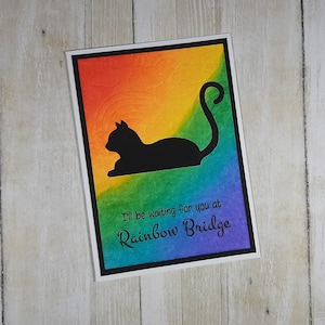Carte pont arc-en-ciel chat faite main, carte de sympathie chat, carte commémorative chat, cadeau pont arc-en-ciel chat, cadeau commémoratif chat, cadeau pour la perte d'un chat