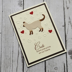 Carte de sympathie siamoise Chocolate Point faite à la main, carte commémorative siamoise, cadeau commémoratif siamois, perte de chat siamois, cadeau de sympathie pour chat