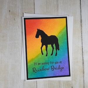 Carte de pont arc-en-ciel de cheval faite à la main, carte commémorative de cheval, carte de sympathie de cheval, cadeau pour perte de cheval, cadeau commémoratif de cheval, cadeau de perte de cheval
