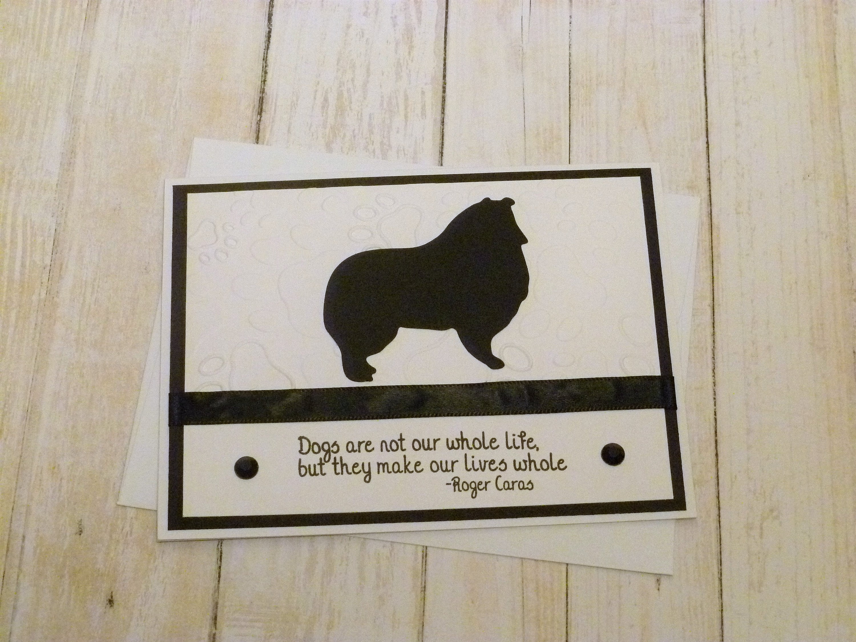 Dog Pet Sympathy Condolence Card w/envelope 5x4 Handmade Collie 