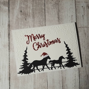 Carte de cheval joyeux Noël, cadeau de Noël de cheval, carte de vacances de cheval, cadeau de vacances de cheval, carte de cheval de chapeau de Père Noël