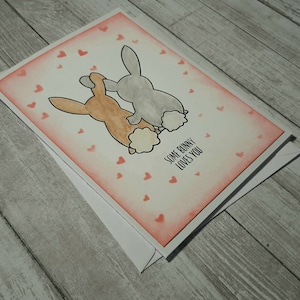 Handmade Bunny Valentines Card, Bunny Love Card, Bunny Lover Valentines Card
