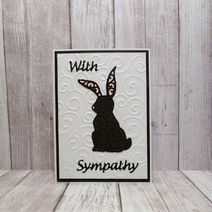Tarjeta de simpatía de conejo negro hecha a mano, tarjeta conmemorativa de conejito negro, tarjeta conmemorativa de conejo, tarjeta de simpatía de conejito, regalo de pérdida de conejito, pérdida de conejo