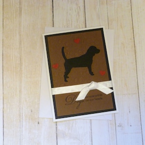 Ręcznie robiona karta kondolencyjna Beagle, karta pamiątkowa Beagle, karta kondolencyjna Beagle, karta kondolencyjna psa, karta pamiątkowa psa, karta pamiątkowa dla zwierzaka