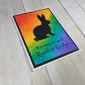 Handgemachte Kaninchen-Regenbogen-Brückenkarte, Kaninchen-Beileidskarte, Kaninchen-Regenbogen-Brückenkarte, Kaninchen-Beileidskarte, Häschen-Gedenkkarte, Häschenverlust