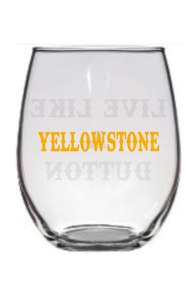 Yellowstone Stemless Wine Glass, Yellowstone Train Station Glass, Yellowstone Fan Glass, Yellowstone Glass, Dutton Glass, John Dutton image 2