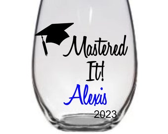 Masters Graduation Glass, Graduation Glass, Masters Degree Glass,Masters Degree Graduation Gift, College Graduation Glass