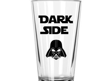 Dark Side Beer Glass, Darth Vader Beer Pint Glass, Star Wars Beer Glass, Darth Vader Glass, Star Wars Fan Gift, Star Wars Beer Glass